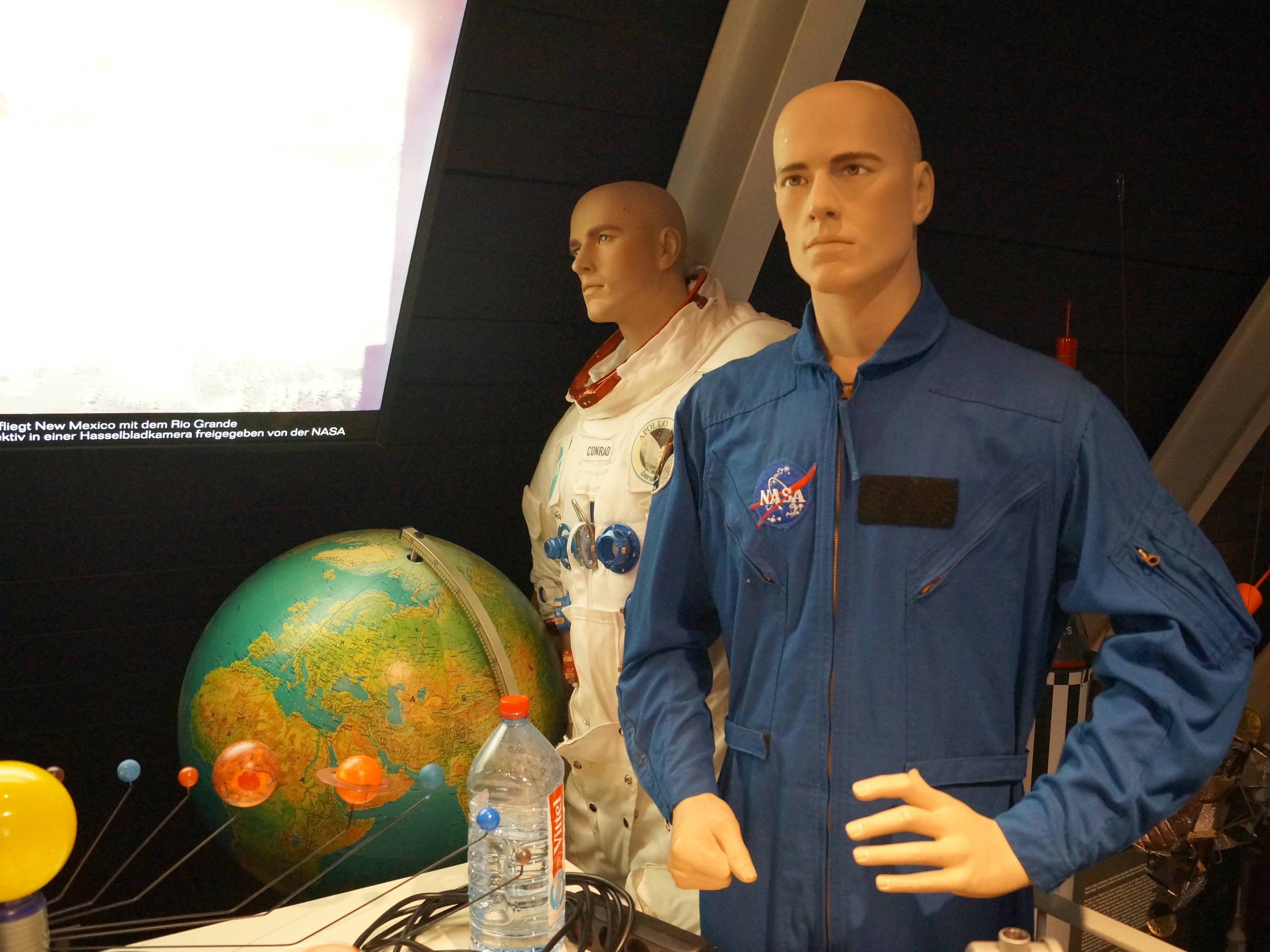 Two space suits from NASA can be seen in the picture